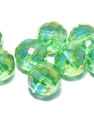 Cristale din sticla, rotunde, 6 mm, electro, verde deschis