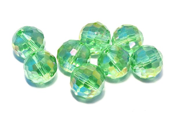Cristale din sticla, rotunde, 6 mm, electro, verde deschis