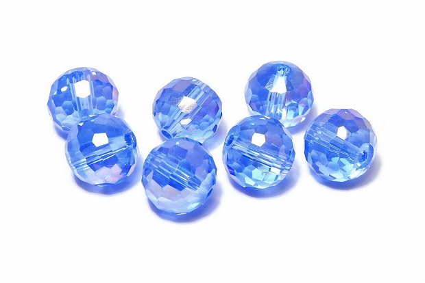 Cristale din sticla, rotunde, 6 mm, electro, albastre