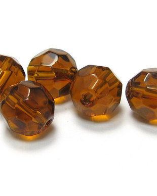 Cristale din sticla, rotunde, 6 mm, fatetate, maro