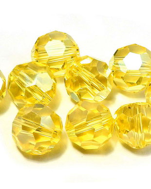 Cristale din sticla, rotunde, 6 mm, fatetate, galbene