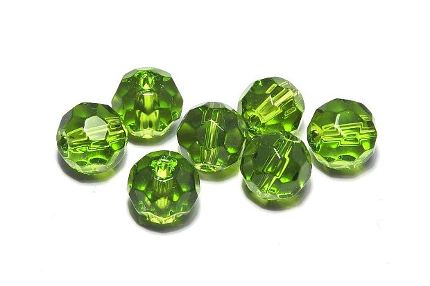 Cristale din sticla, rotunde, 4 mm, fatetate, verde olive