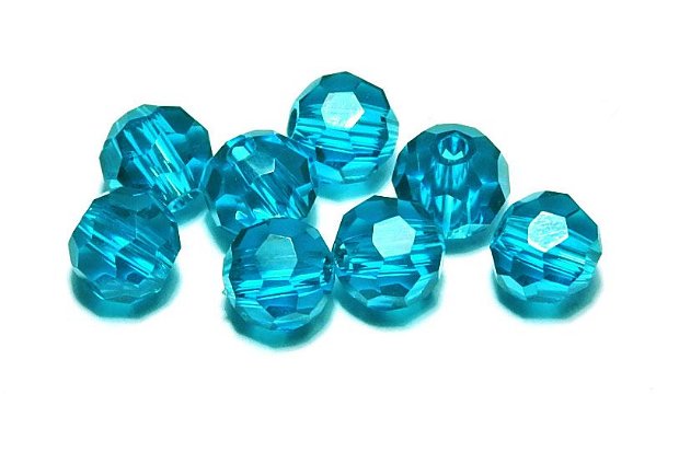 Cristale din sticla, rotunde, 4 mm, turcoaz inchis