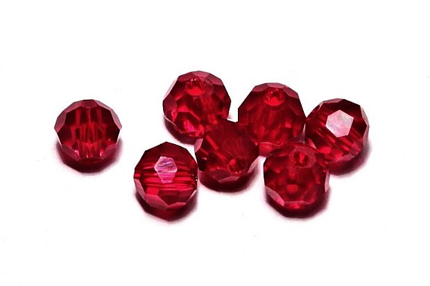 Cristale din sticla, rotunde, 4 mm, fatetate, rosu inchis