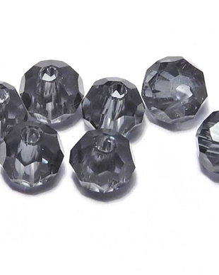 Cristale din sticla, rotunde, 4 mm, fatetate, gri