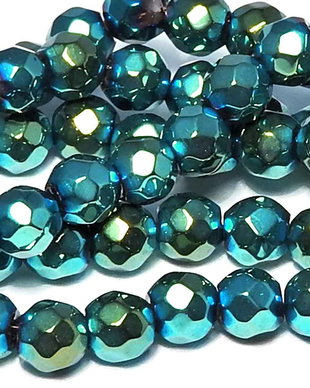 Cristale din sticla, rotunde, 4 mm, AB, teal