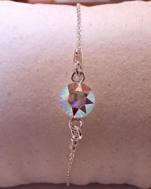 Bratara argint cu link Chaton 8mm Crystal AB