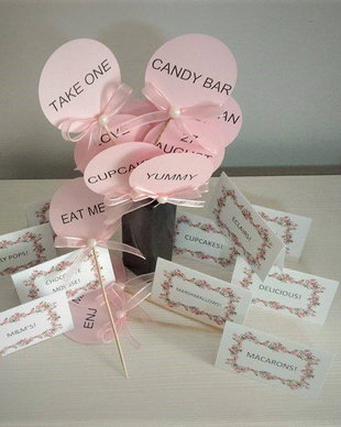 Props candy bar, etichete