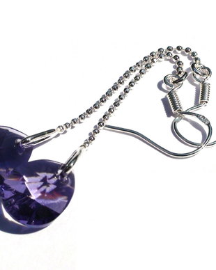 Cercei din Argint 925 si Cristale Swarovski picatura - CE193 - cercei mov cu lantic, cadou romantic violet, cadou pentru ea, ziua indragostitilor, Valentine's day