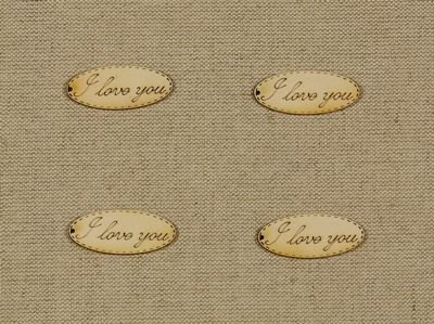 Etichete din lemn- "I love you !"-4 x 1.8 cm(4/set)