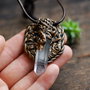Amuleta lemurian seed quartz si lut polimeric patinat