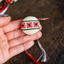 Martisor cu broderie manuala pe panza taraneasca
