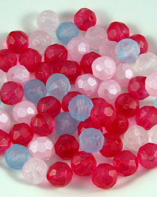 9353 - (30buc) MIX, margele acrilice fatetate, efect frosted, fuchsia, bleu, roz, roz sidefat, 11mm