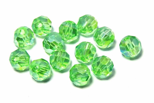 Cristale din sticla, rotunde, 2 mm, AB, verzi