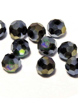 Cristale din sticla, rotunde, 2 mm, AB, negre