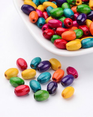 50 Margele lemn colorate