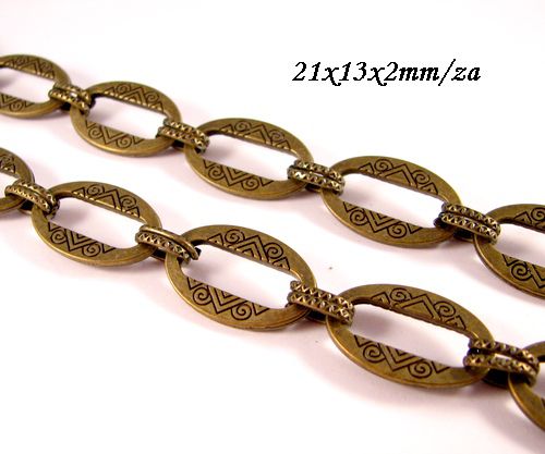 9406 - (90cm) Lant decorativ, aliaj metalic bronz, oval