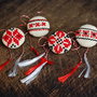 Set 4  martisoare cu broderie manuala pe panza taraneasca