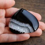 Pandant masiv agat negru cu quartz alb