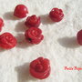 Trandafiras semigaurit din coral rosu lucrat manual aprox 9-10x9 mm