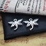 Charm libelula placat argint cu rhinestone alb 20x20mm   SPLAK 116