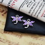 Charm libelula placat argint cu rhinestone violet 20x20mm   SPLAK 118