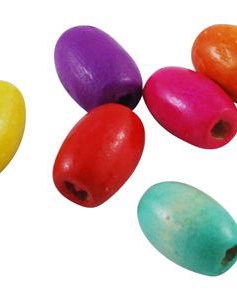 40 Margele lemn colorate
