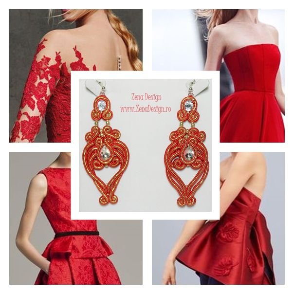 Cercei roşii eleganţi, cercei lungi roşii, Cercei cu cristale, cercei statement, bijuterii handmade unicat, cercei cu Argint 925