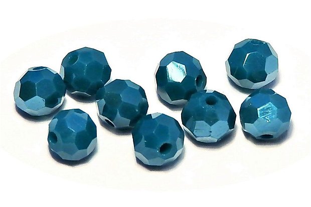 Cristale din sticla, rotunde, opace, 4 mm, bleumarin