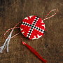 Martisor cu broderie manuala pe panza taraneasca