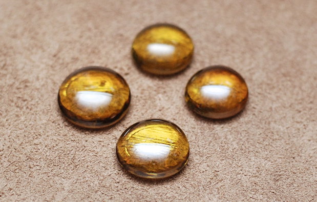 Set 4 buc - Cabochon sticla Honey yellow - CS2
