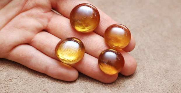 Set 4 buc - Cabochon sticla Honey yellow - CS2