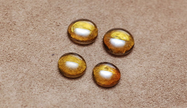 Set 4 buc - Cabochon sticla Honey yellow - CS2