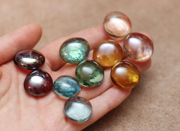 Set 10 buc Cabochon sticla - cherry, blue, mint, honey, champagne