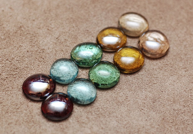 Set 10 buc Cabochon sticla - cherry, blue, mint, honey, champagne