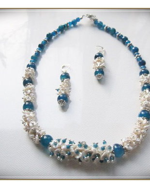 SET- AGATE ALBASTRE SI PERLE ALBE KEISHI