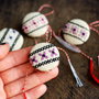 Set 4  martisoare cu broderie manuala pe panza taraneasca