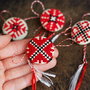 Set 4  martisoare cu broderie manuala pe panza taraneasca