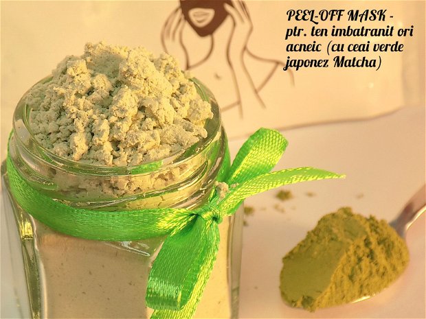 PEEL-OFF MASK - orice tip de ten (in special tenul imbatranit, ori acneic) - cu ceai verde japonez Matcha (50ml)