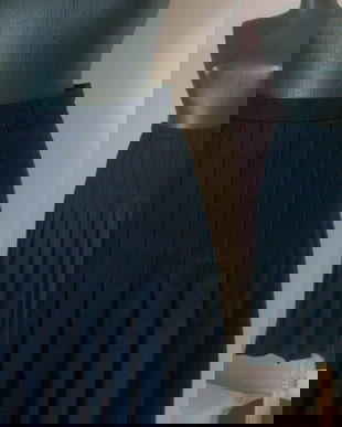 CERUTTI FUSTA STOFA LANA PLISATA BLEUMARIN