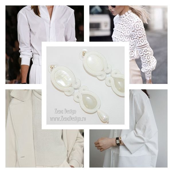 Cercei albi, cercei lungi, cercei statement, cercei cu perle, cercei unicat, cercei handmade, cercei cu sidef şi quartz alb