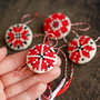 Set 4  martisoare cu broderie manuala pe panza taraneasca