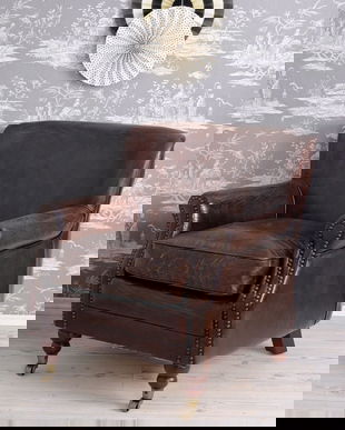 FOTOLIU VINTAGE DIN LEMN MASIV CU PIELE GROASA MARO