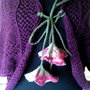 Cardigan  cu flori de lana si matase impaslite