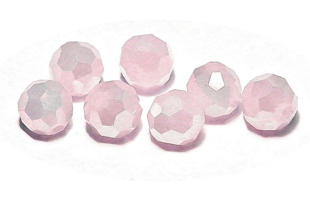 Cristale din sticla, rotunde, opace, 8 mm, roz
