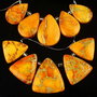 9289 - SET, 5 piese, sediment marin, portocaliu / orange, galben, pandantiv