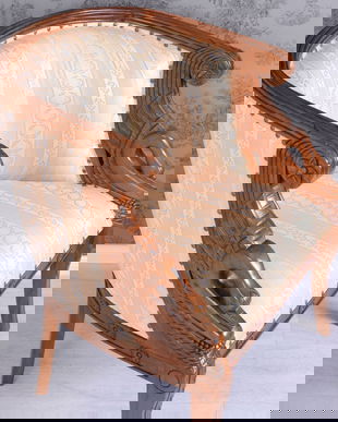 FOTOLIU EMPIRE DIN LEMN MASIV DE MAHON CU TAPITERIE DIN MATASE