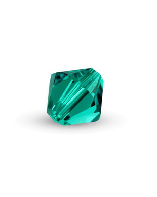 Cristale din sticla, biconice, 3.5x4 mm, verde smarald