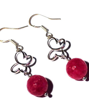 Cercei lungi roz din Argint 925, Rodiu si Jad fuchsia - CE161.1 - cercei pietre semipretioase, cercei casual, cadou romantic pentru ea, cadou Valentine's day, cercei fluturi