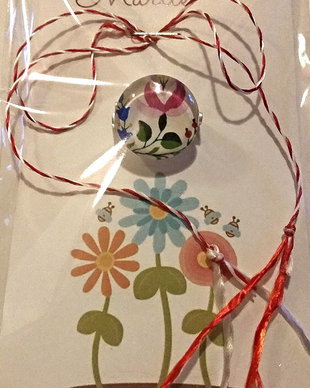 Brosa martisor cabochon sticla 14 floare